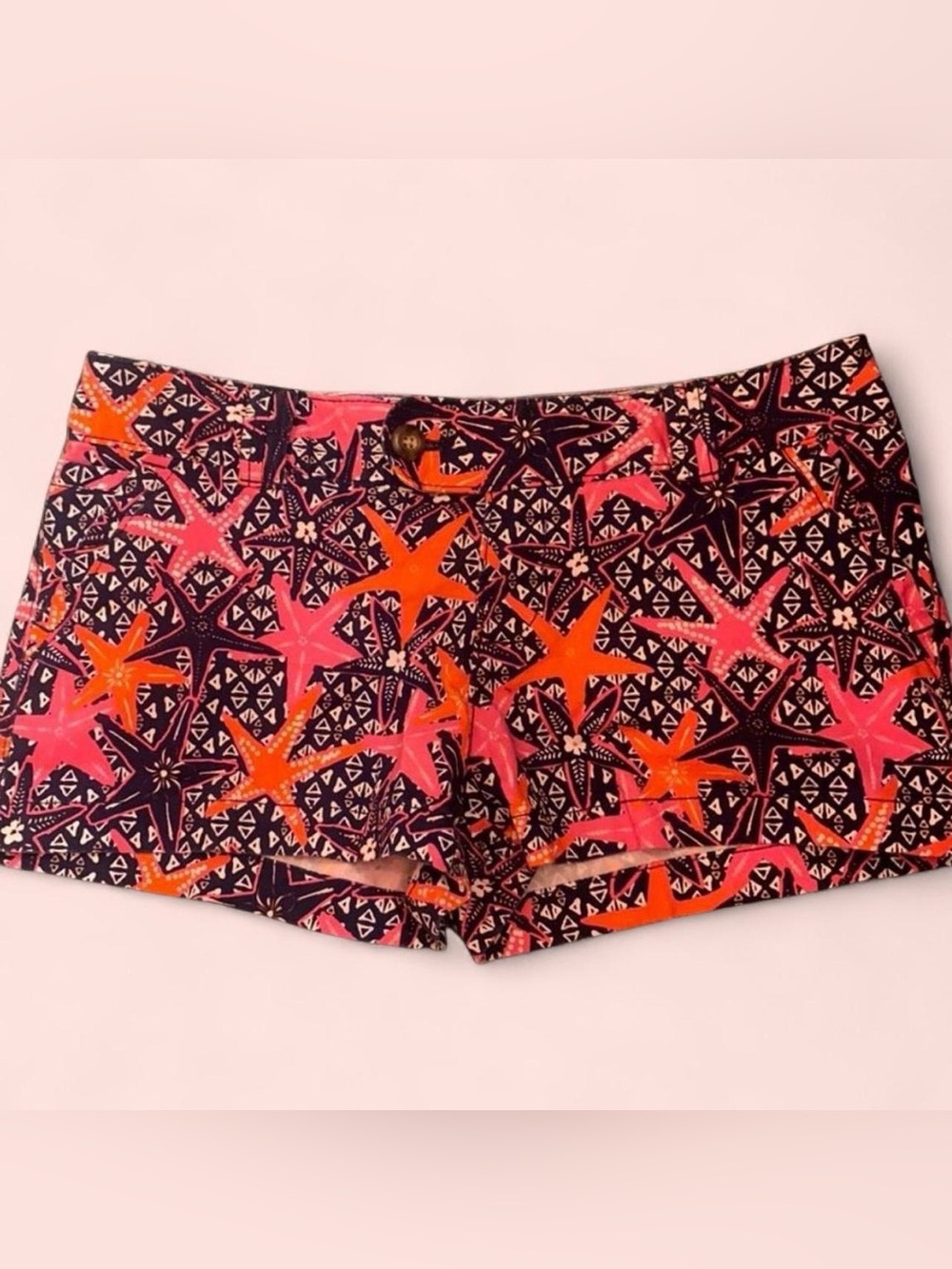 Starfish Print Summer Shorts - Pink & Orange